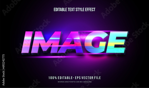 Editable text effect with colorful retro shiny and Glowing Neon. Vector editable text style 