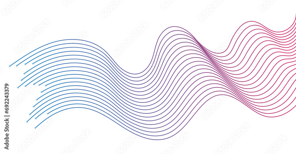 abstract wavy lines background element. Suitable for AI, tech, network, science, digital technology themes, transparent background
