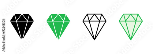 Diamond icon set. diamond gems vector icon.