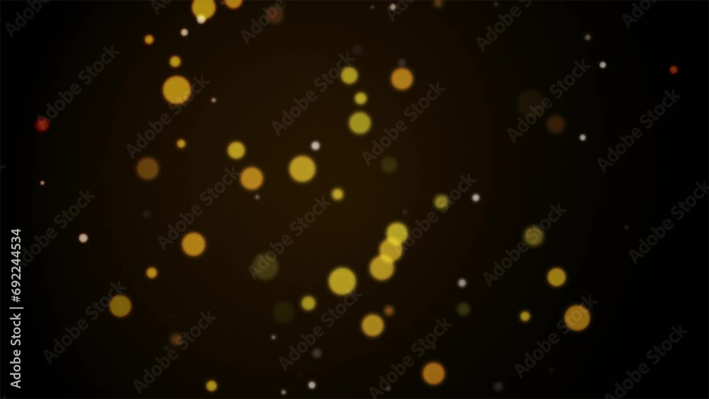 Golden light particle animation. Sparkle lights effect animated background. Glowing light bokeh confetti and glitter texture overlay for your animated background design.