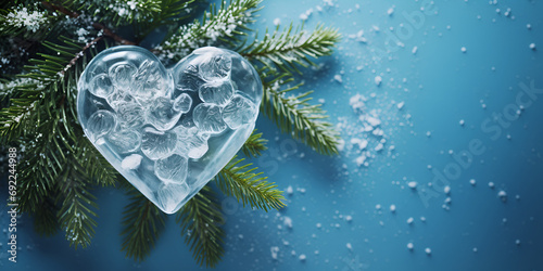 heart shaped christmas tree, A snow covered background with a blue background, A tree with bubbles and the word  on it, Frozen drop of water ice faded moment symbol, Snowflakes at a window in the form photo