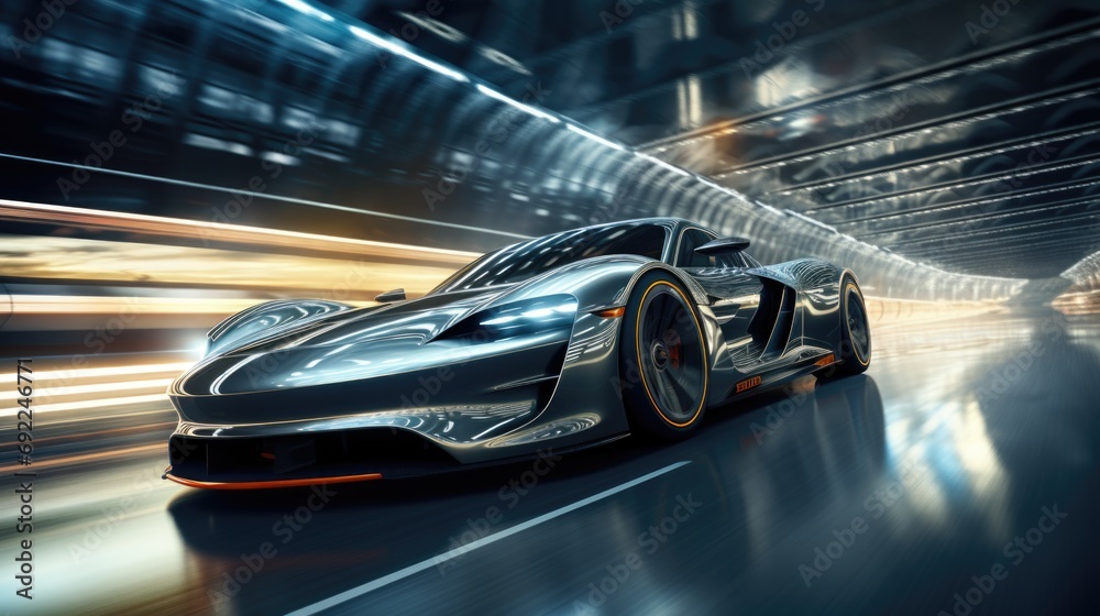 High-speed race as a racer takes on a challenging course. The scene focuses on the racer's precision and skill, with every move a testament to their expertise action. Generative ai