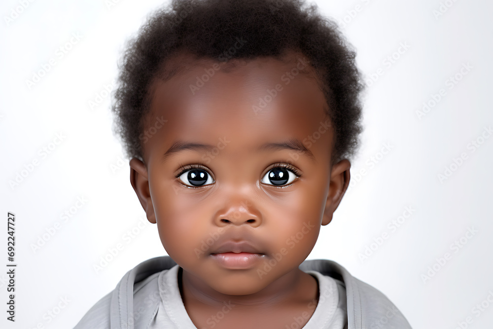 portrait of a black African baby isolated on a white background portrait of a black African baby isolated on a white background