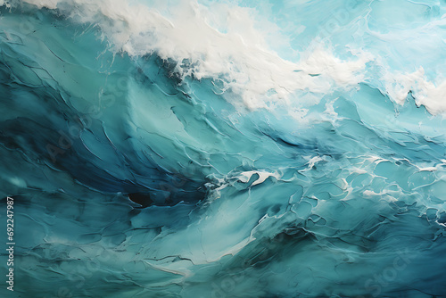 sea turquoise texture with waves made of acrylic or gouache paints