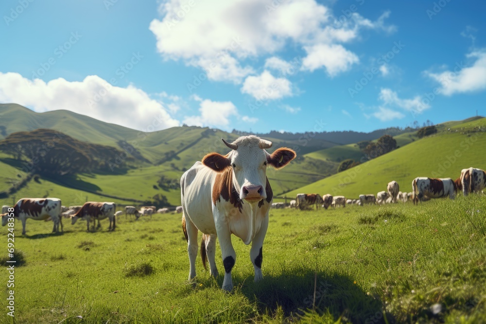 the serene beauty of dairy farming in New Zealand, this image captures ...