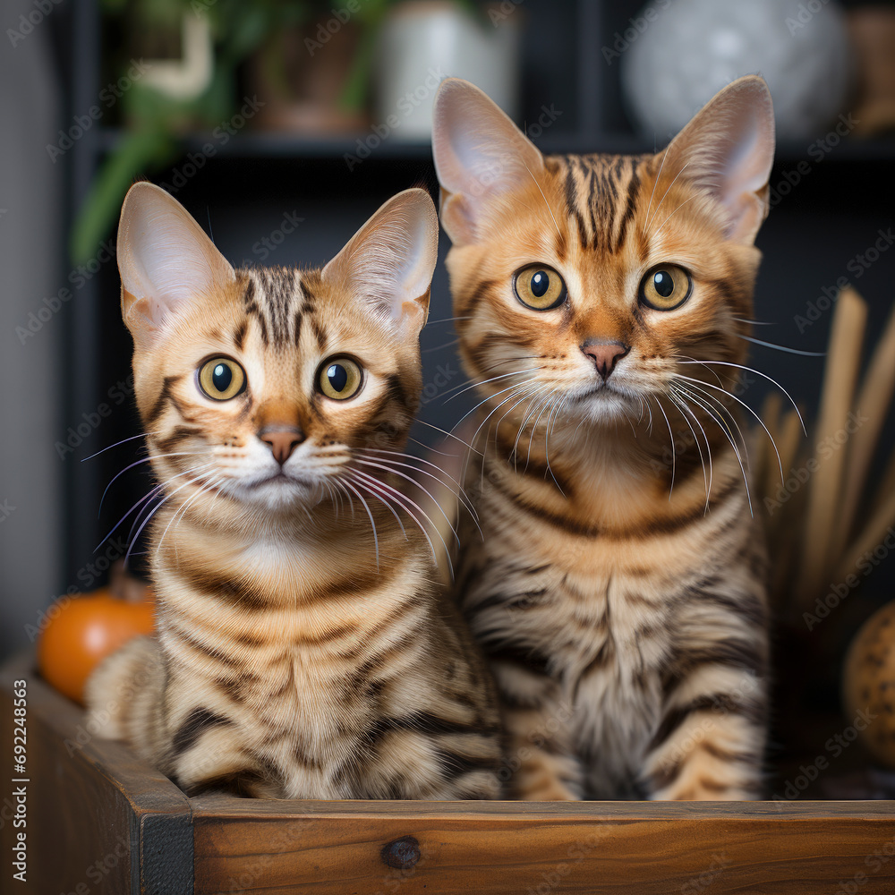 A Couple of Cats Sitting Next to Each Other