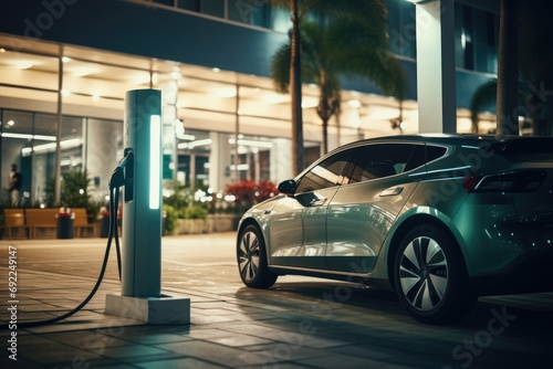 Efficient Electrification: Showcase the Speed and Efficiency of Electric Car Charging Infrastructure on German Highways, where Cars Swiftly Charge at a High-Capacity Station.	
