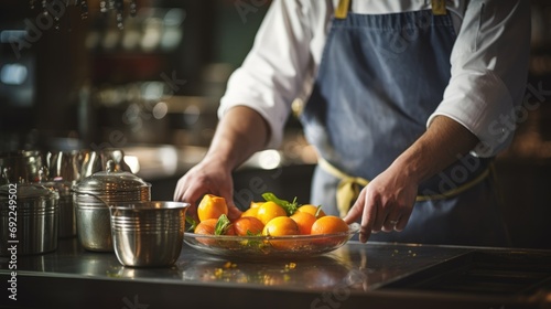 Citrus Infusion: Master Chef Elevates Fresh Orange Juice Preparation with Culinary Mastery. 