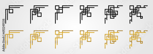 Collection of Chinese New Year ornament border corners. elegant geometric design. decoration for Asian theme frame. vector for poster, brochure, social media, banner. photo