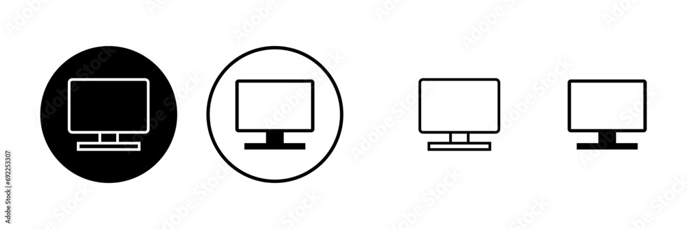 Computer icons set. PC Icon vector. Computer monitor icon. Flat PC symbol - obrazy, fototapety, plakaty 