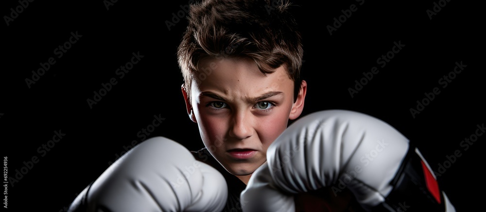 little boy doing boxing martial arts.