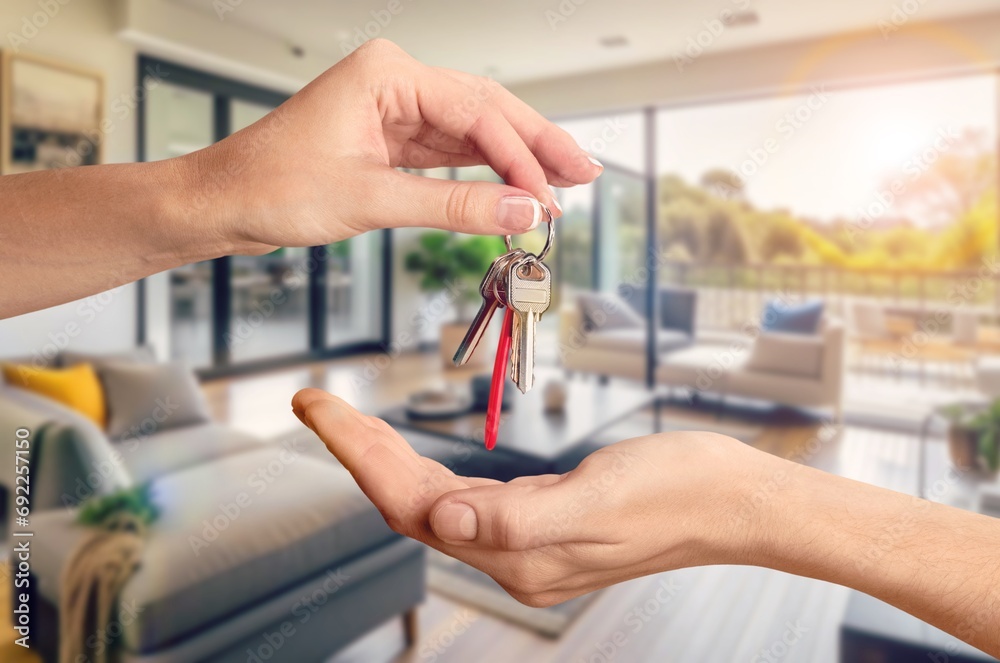 Real estate professional agent hold keys