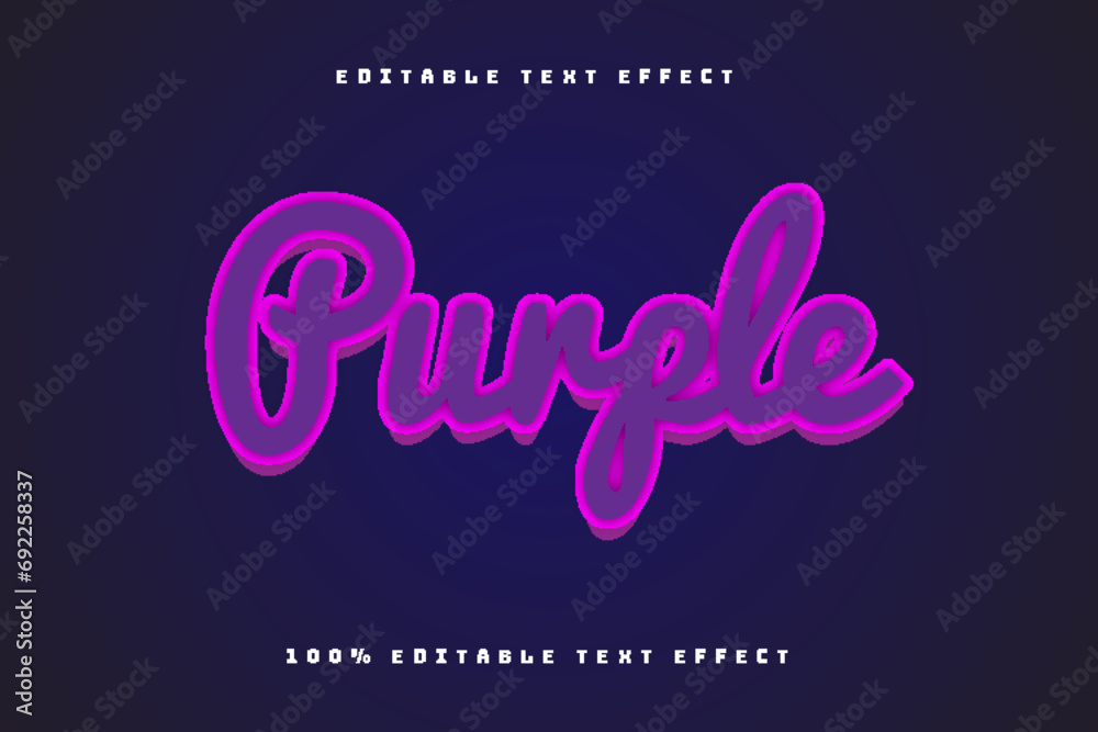 Purple Editable Text Effect 3D Emboss Cartoon Style