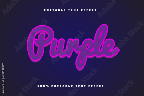 Purple Editable Text Effect 3D Emboss Cartoon Style