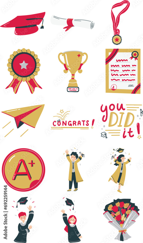Playful Hand Drawn Graduation Illustration Set