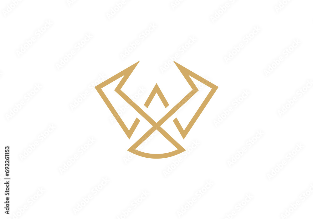 golden eagle logo with linear style icon design template. golden eagle logo with linear style icon design template.