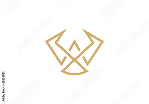 golden eagle logo with linear style icon design template.