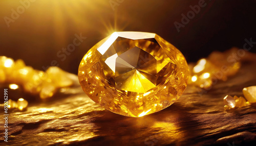 Golden Yellow Heliodor Gem Stone Macro Shot
