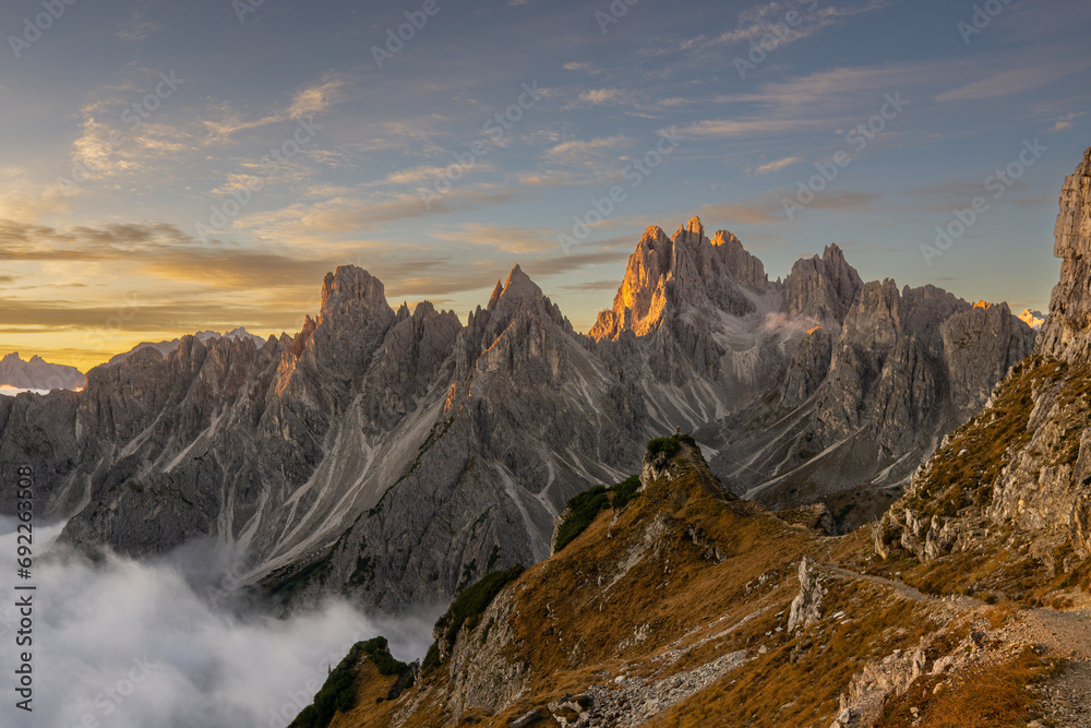 Sunrise in the Italian Dolomites, Couple Travel for Sunrise Hike in the Italian Dolomites