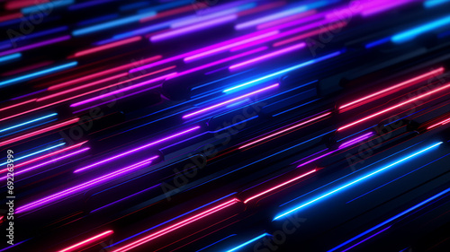 Digital Rush - Electric Neon Light Streams Against Black