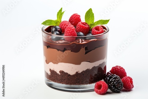 mousse cake in a glass on a white background. .generative AI