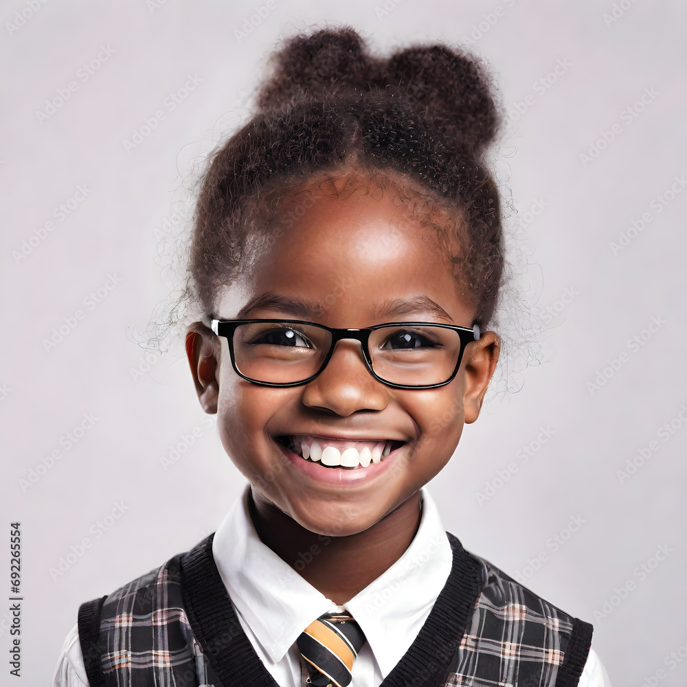 cute black student successful smile on white background