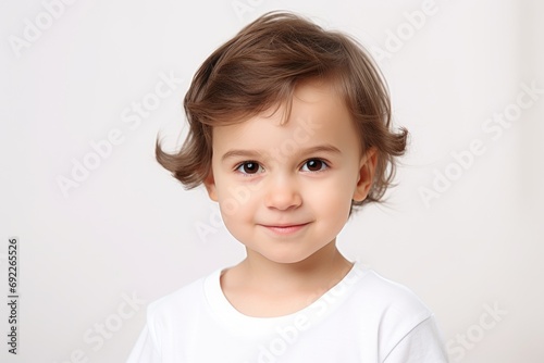 portrait of a children smiling isolated on white background. generative ai