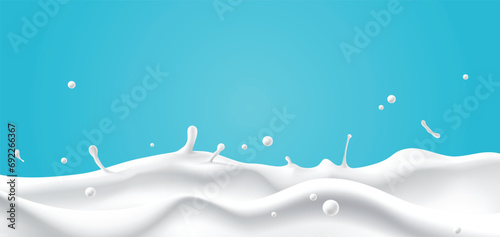 Abstract wave milk on blue background, vector illustration and design.