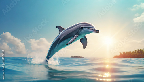 Playful Dolphin Jumping Out of Water © CreativeStock
