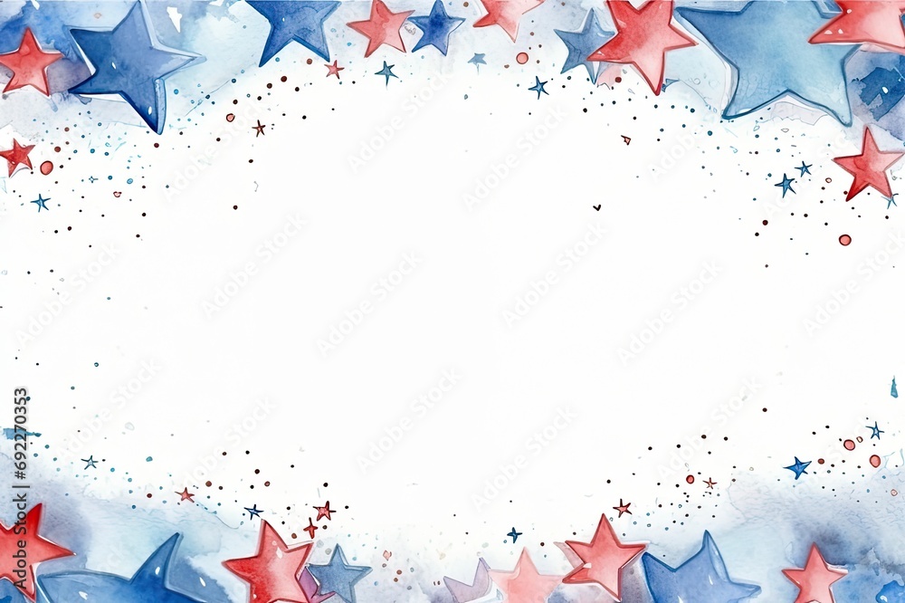 Obraz premium Celebrate Freedom with Style: Hand-Drawn Independence Day Elements on Letter Paper, Featuring a Burst of Color and an Open Center..