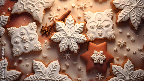 Christmas gingerbread cookies, Beautiful Glass Snowflake Butter Cookies.