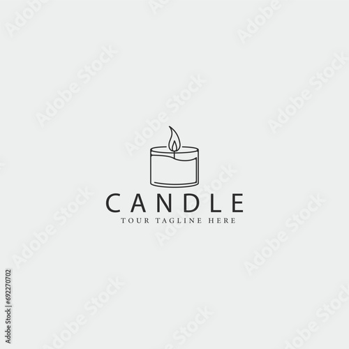 candle logo line art vector simple minimalist illustration template icon graphic design