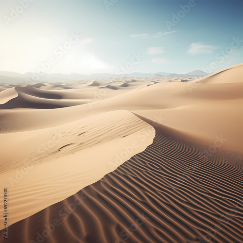 Sand dunes sculpted by the wind in a vast desert