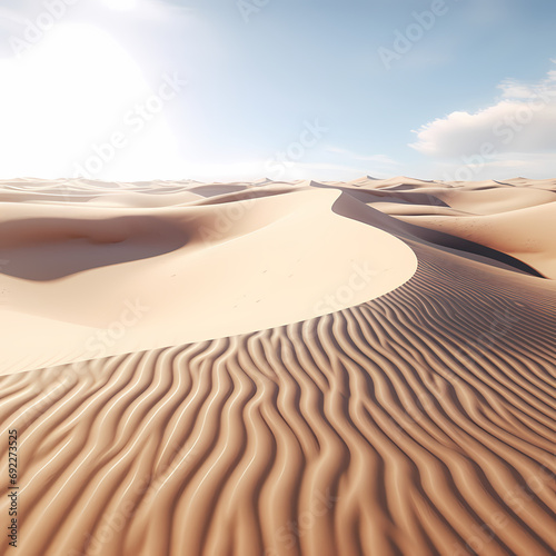 Sand dunes sculpted by the wind in a vast desert