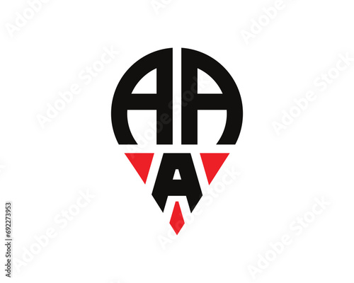 AAA letter location shape logo design. AAA letter location logo simple design.