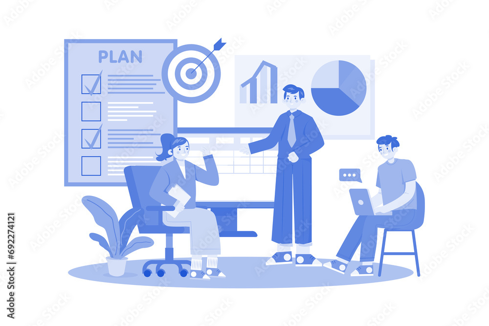 Business Training Illustration concept on whitusiness background