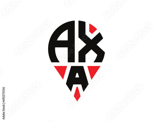 AXA letter location shape logo design. AXA letter location logo simple design. photo