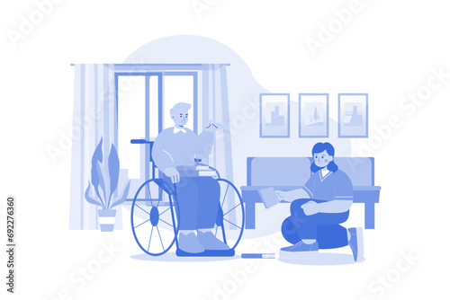 Nurse Helping Handicapped Man