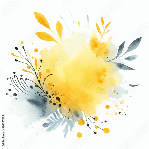 Watercolor yellow element overlay stain splash, white background, symbol, illustration, splash, design, art, liquid, pattern, texture, element