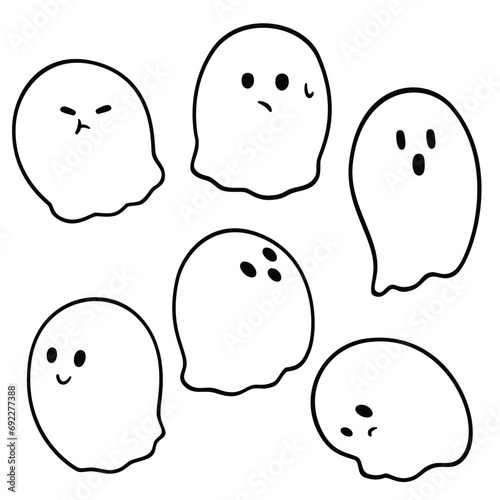 Cute Cartoon Ghost character for kids. simple and cute spirits