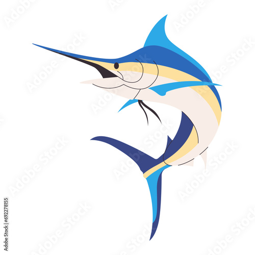 swordfish or blue marlin fish wild nature ocean big and sharp animal with jumping pose sea creature