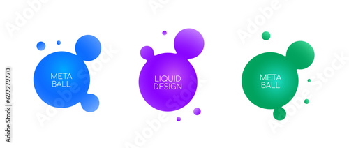Abstract sphere bubble collection. Gradient liquid metaball set. Colorful amoeba blotches, drops or blobs pack. Morphing design elements for label, sticker, banner, collage, poster, tag. Vector bundle