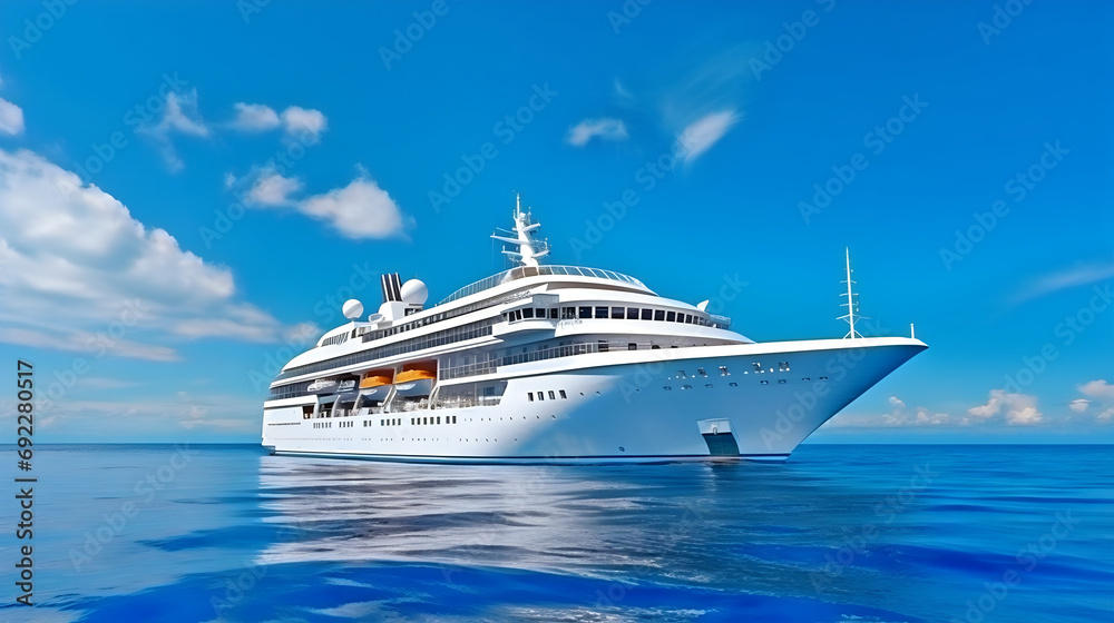 Luxurious yacht in the mexican caribbean sea