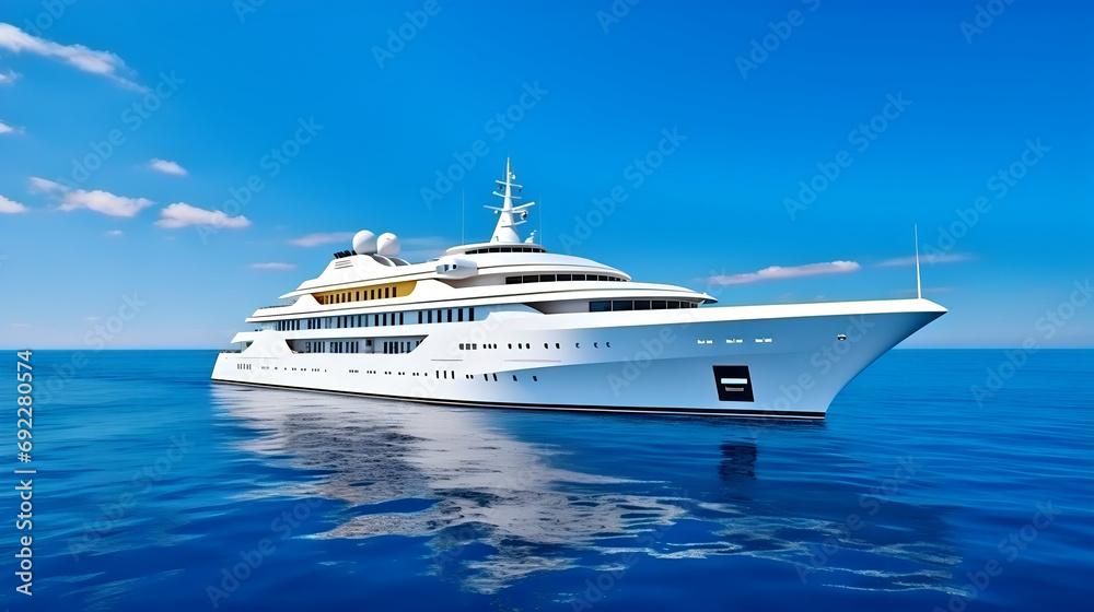 Luxurious yacht in the mexican caribbean sea