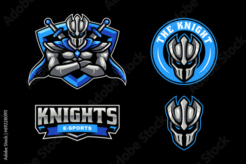 knight sliver iron mascot logo template for sport gaming team