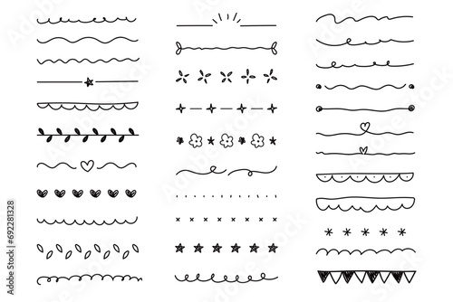A set of hand drawn doodle divider lines  photo