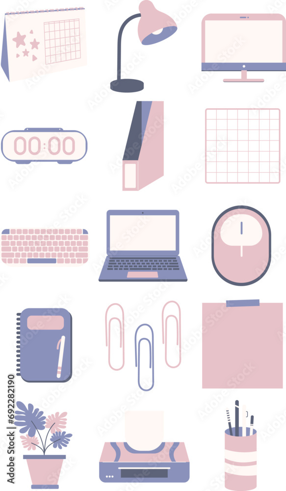 Calm and Cute Office Work Illustration Set Calm and Cute Office Work Illustration Set