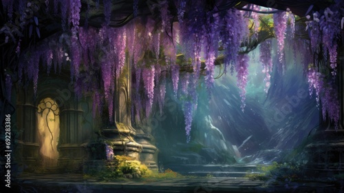 Enchanted wisteria in southern gothic fantasy illustration photo