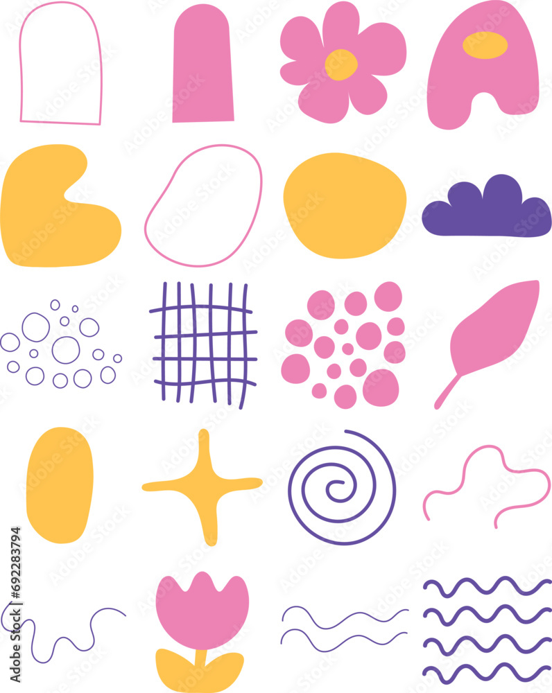 Swaying Hand Drawn Abstract Shape Illustration Set Swaying Hand Drawn Abstract Shape Illustration Set