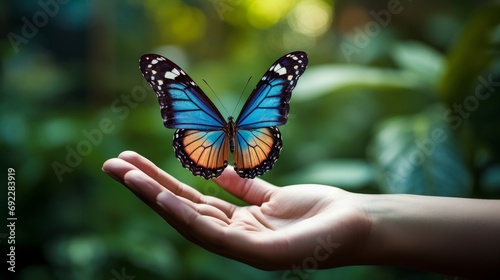 Hands releasing a butterfly, symbolizing transformation and mental well-being